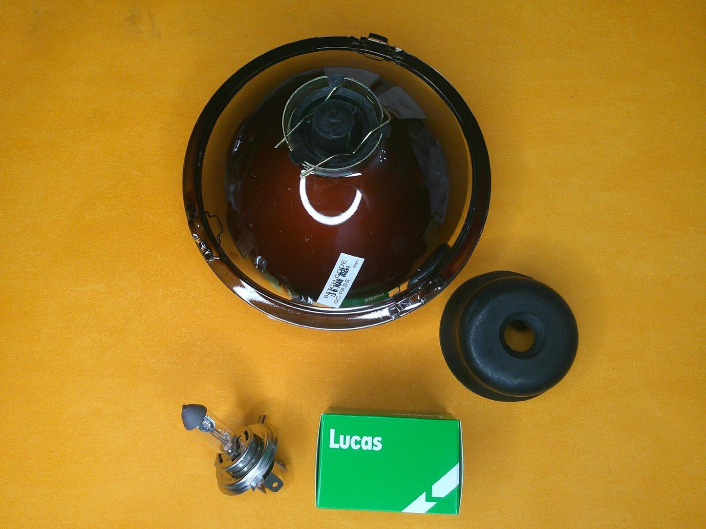 7" HEADLIGHT UNIT HALOGEN H4 No Pilot Domed Glass - RHD + Lucas bulb - Vroom Classics