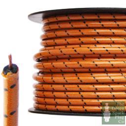 7mm HT Ignition Lead Cable - Gloss OBF Wire Core Cotton Braided - Vroom Classics