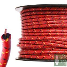 7mm HT Ignition Lead Cable - Gloss RBYF Wire Core Cotton Braided - Vroom Classics