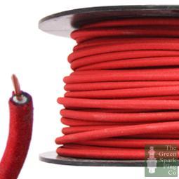 7mm HT Ignition Lead Cable - Wire Core Cotton Braided Red - Vroom Classics