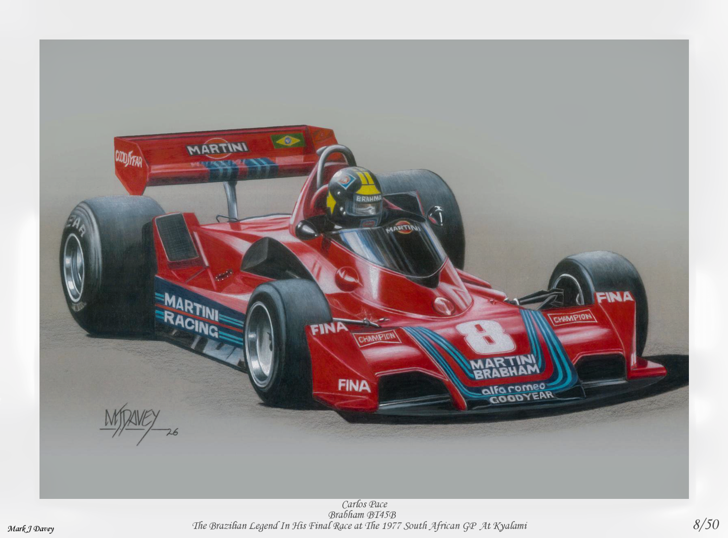 Carlos Pace and the Brabham BT45B - Limited Edition Giclee Print