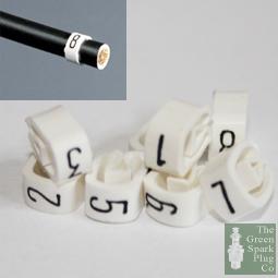 8mm Cable Plug Lead Numbers - Markers 1 to 8 - White - Vroom Classics
