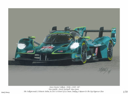 The Aston Martin Racing Valkyrie LMH at the 2025 Le Mans 24hrs - Limited Edition Giclee Print