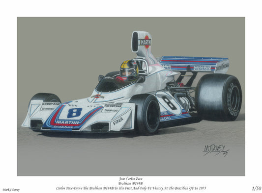 Carlos Pace in the Brabham BT44B at the 1975 Monaco GP - Limited Edition Giclee Print