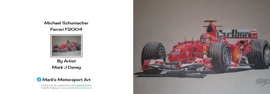 Michael Schumacher in the mighty Ferrari F2004 - Pack of 10 Christmas Cards