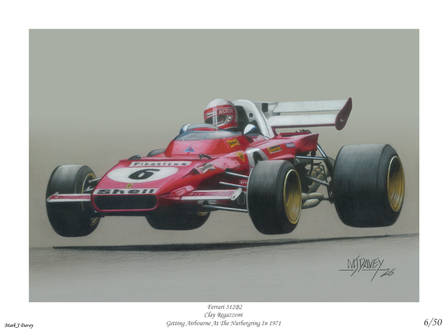 Regazzoni launches his Ferrari 312B2 at the Green Hell - Limited Edition Giclee Print