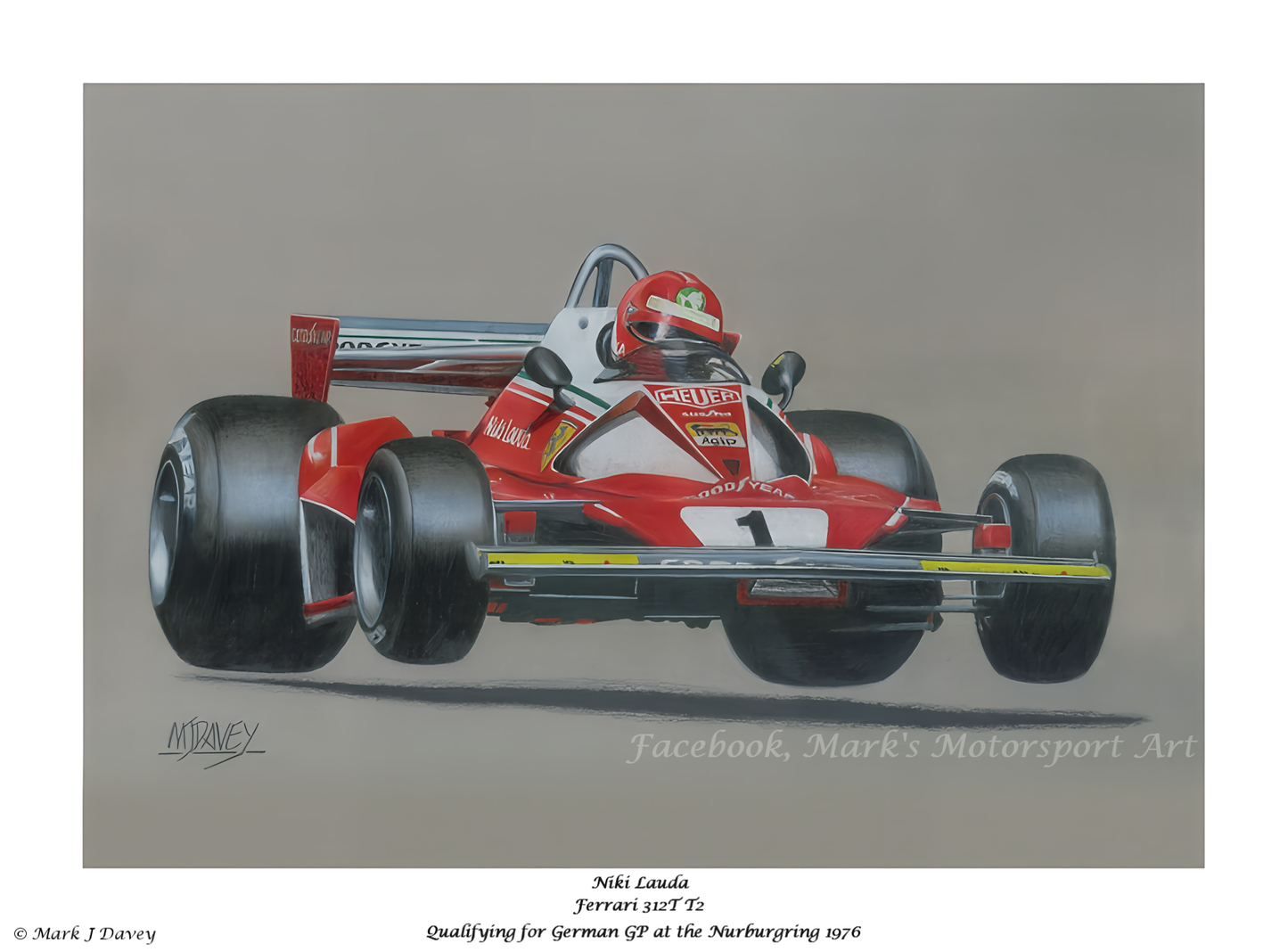 Niki Lauda in the Ferrari 312T2 at the 1976 German GP - Limited Edition Giclee Print