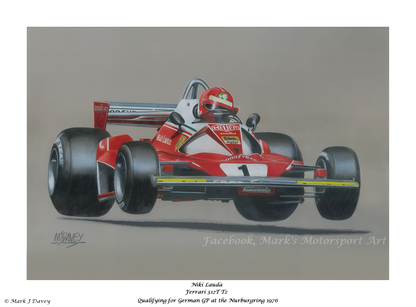 Niki Lauda in the Ferrari 312T2 at the 1976 German GP - Limited Edition Giclee Print