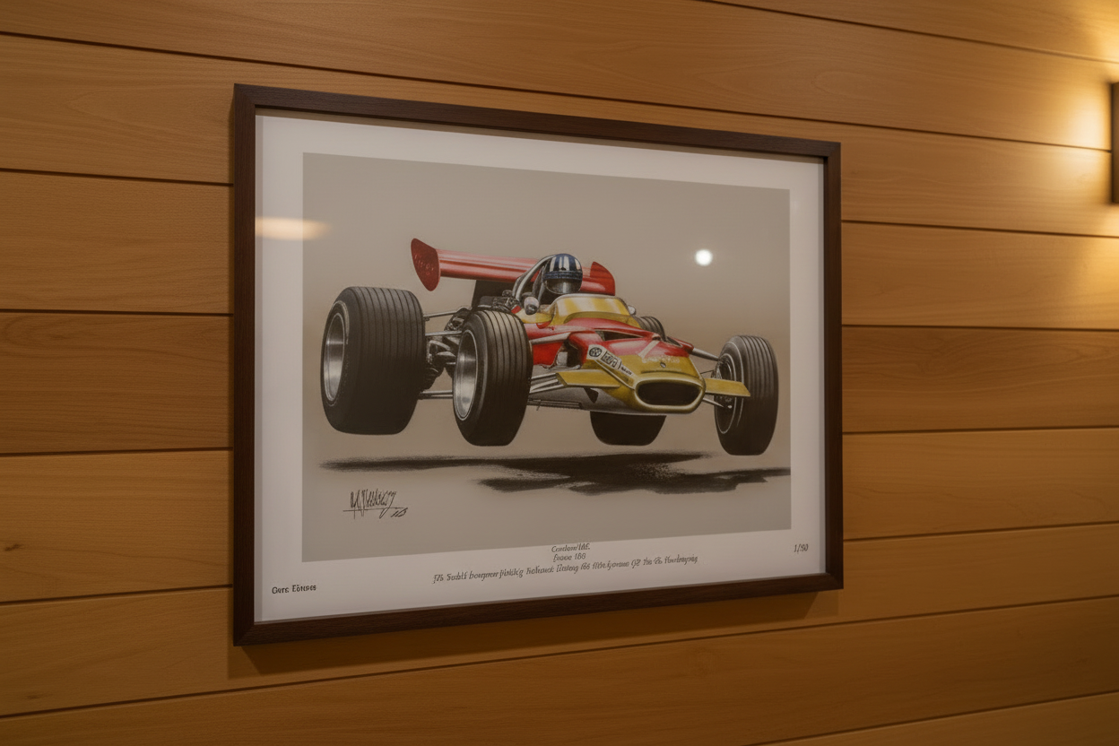 Graham Hill Airborne in a Lotus - Limited Edition Giclee Print