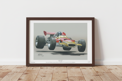 Graham Hill Airborne in a Lotus - Limited Edition Giclee Print