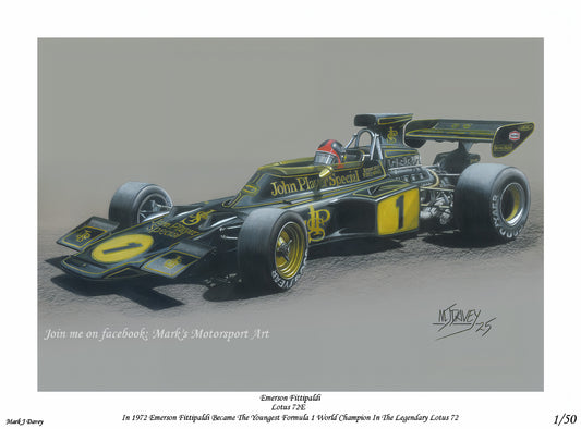 Emerson Fittipaldi in the 1972 Lotus 72E - Limited Edition Giclee Print