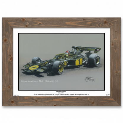 Emerson Fittipaldi in the 1972 Lotus 72E - Limited Edition Giclee Print