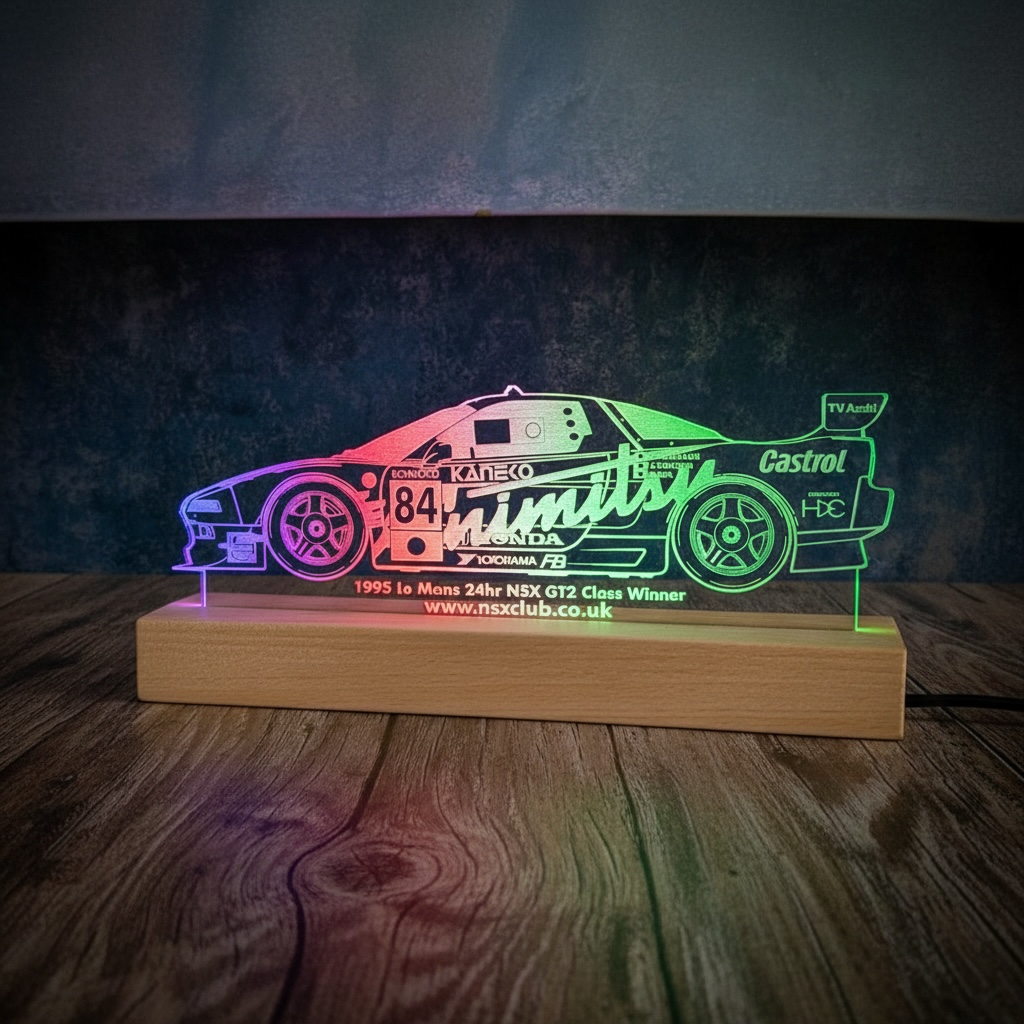 1995 Honda NSX GT2 #84 – Le Mans 24hr Winner Laser-Etched Perspex Light Display