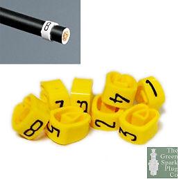 1 Pack -  8mm Cable HT Plug Lead Numbers - Markers 1 to 8 - Yellow