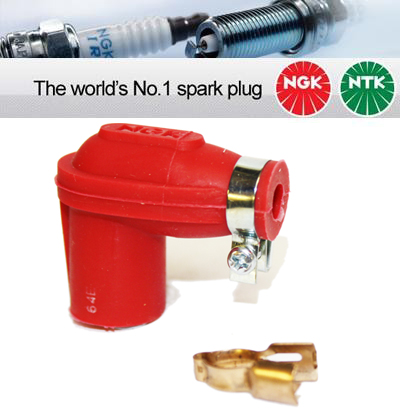 1x NGK None Resistor Spark Plug Cap LBER-R Red 14mm Nut Terminal 8307