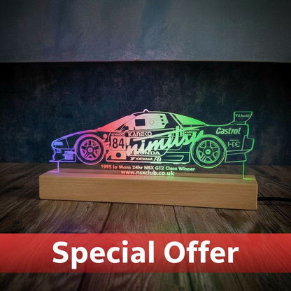 1995 Honda NSX GT2 #84 – Le Mans 24hr Winner Laser-Etched Perspex Light Display