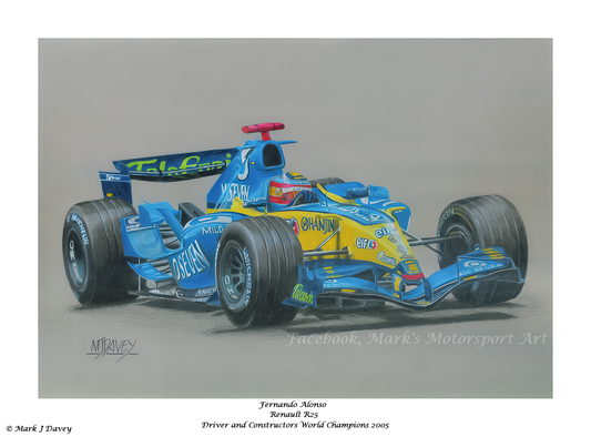 Fernando Alonso in the 2005 Renault R25 - Limited Edition Giclee Print