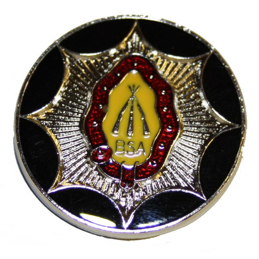 GS42013 -BSA Piled Arms Red, Gold Pin Badge.