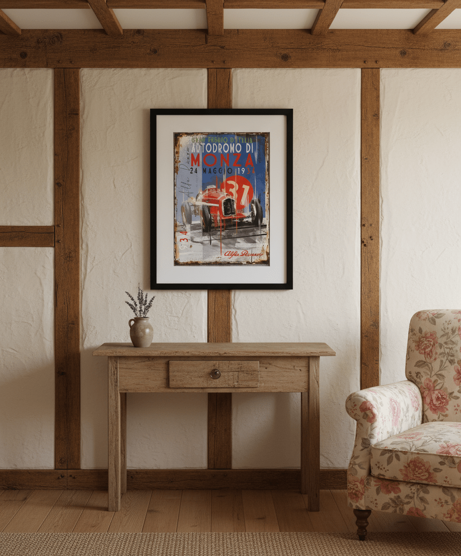 Alfa Romeo P3 1934 Italian GP Weathered Promotional Poster - Vroom Classics