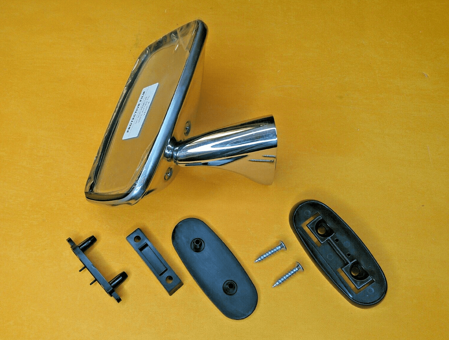 AUSTIN MORRIS 1100 1300 DRIVER SIDE STAINLESS STEEL DOOR MIRROR with fixing kit - Vroom Classics
