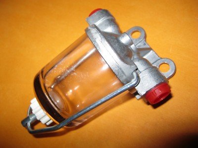 AUSTIN MORRIS MG RILEY WOLSELEY GLASS BOWL HIGH FLOW FUEL FILTER(Left to Right) - Vroom Classics