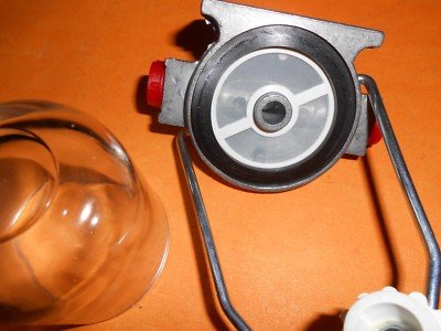 AUSTIN MORRIS MG RILEY WOLSELEY GLASS BOWL HIGH FLOW FUEL FILTER(Left to Right) - Vroom Classics