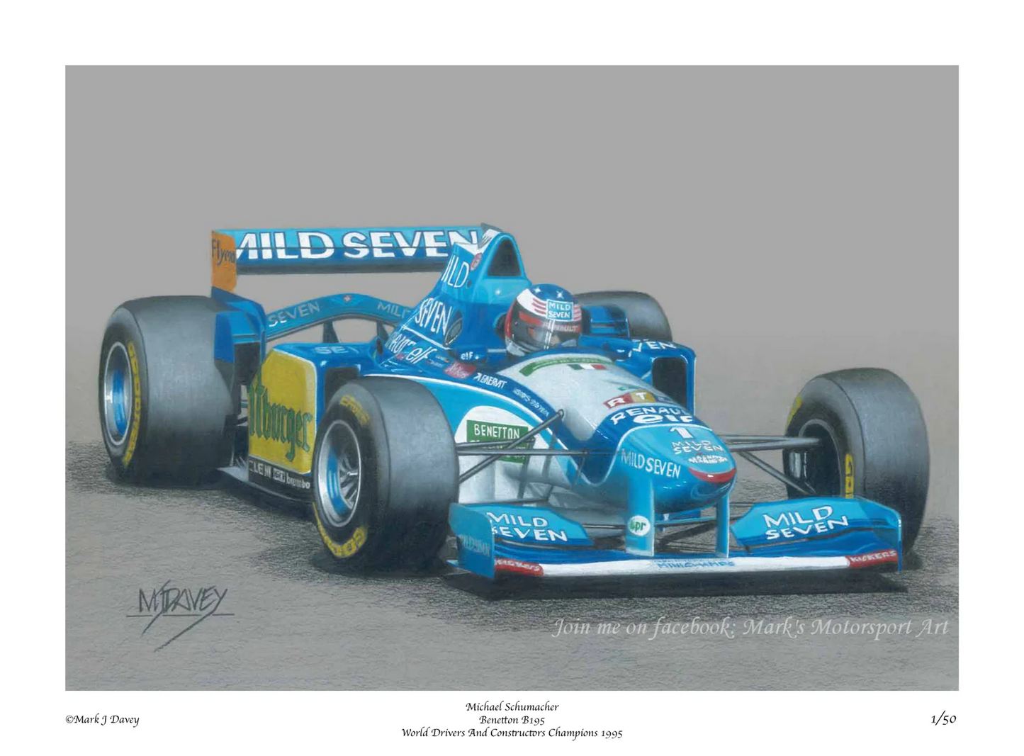Michael Schumacher in the Benetton B195 Renault - Limited Edition Giclee Print