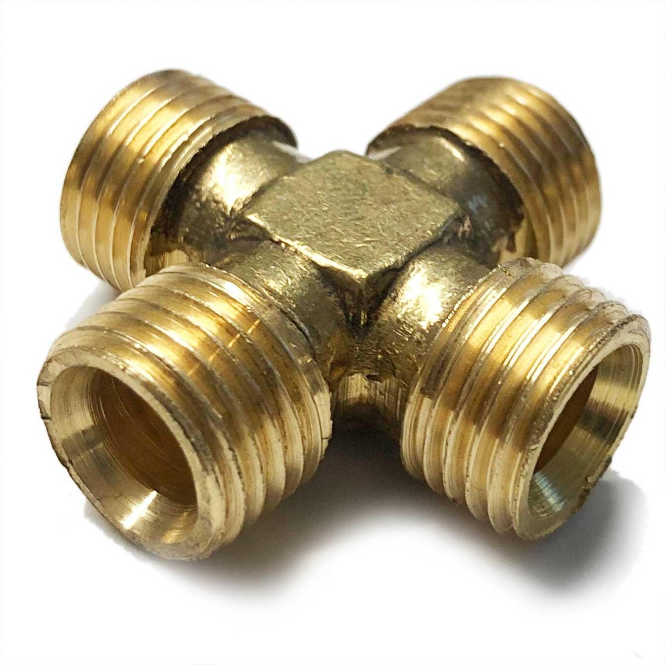 Brass Equal Cross 5/16" O/D - Petrol Fuel Pipe - 1/4" BSP - Vroom Classics