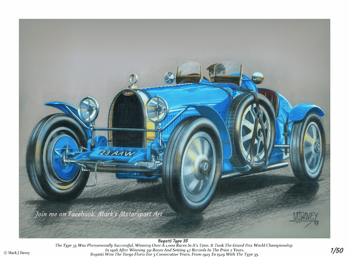 Bugatti Type 35 - Limited Edition Giclee Print - Vroom Classics