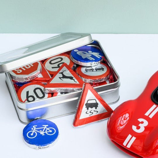 Chocolate Road Signs Gift Tin - Vroom Classics