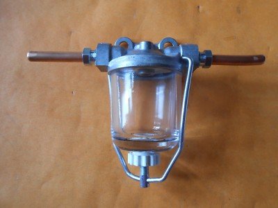CLASSIC CAR(AC DELCO TYPE)GLASS BOWL FUEL FILTER +pipe fixing kit(Left to Right) - Vroom Classics