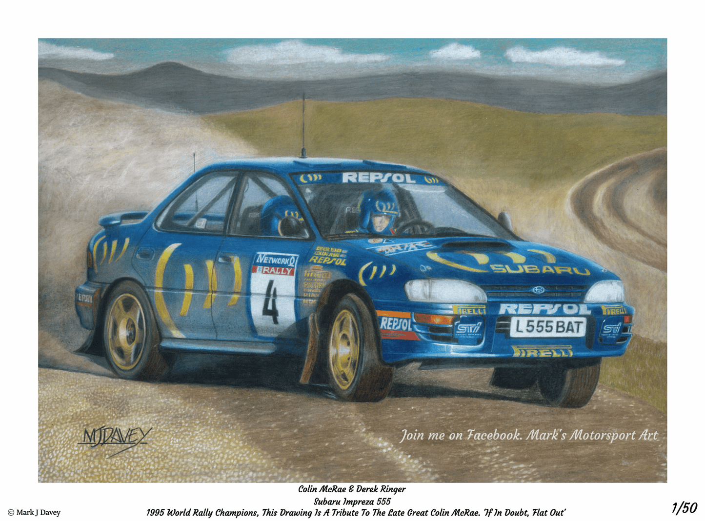 Colin McRae in the 1995 Subaru Impreza WRC 555 - Limted Edition Giclee Print - Vroom Classics
