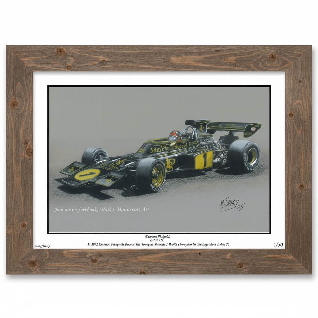 Emerson Fittipaldi in the 1972 Lotus 72E - Limited Edition Giclee Print - Vroom Classics