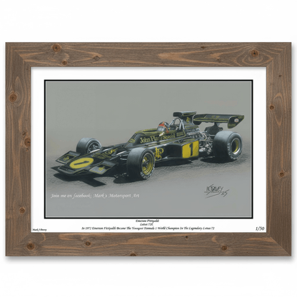 Emerson Fittipaldi in the 1972 Lotus 72E - Limited Edition Giclee Print - Vroom Classics