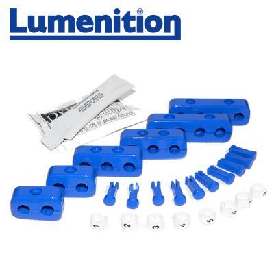 EZK81B - Lumenition Blue - 8 Lead Set Markers & Clamps - Ignition Lead Numbe - Vroom Classics