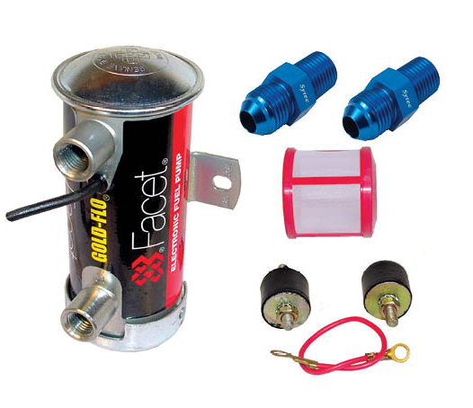 Facet Cylindrical Pump Kit 12v 480532 - JIC (480532E+ASA12+FPA905+FPA908R) Pressure PSI 68 - 8.0 - Vroom Classics
