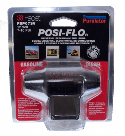 Facet FEP07SV Posi - Flow Fuel Pump Clamshell Kit (60107+Union) PSI 10.0 - 7.0 - Vroom Classics