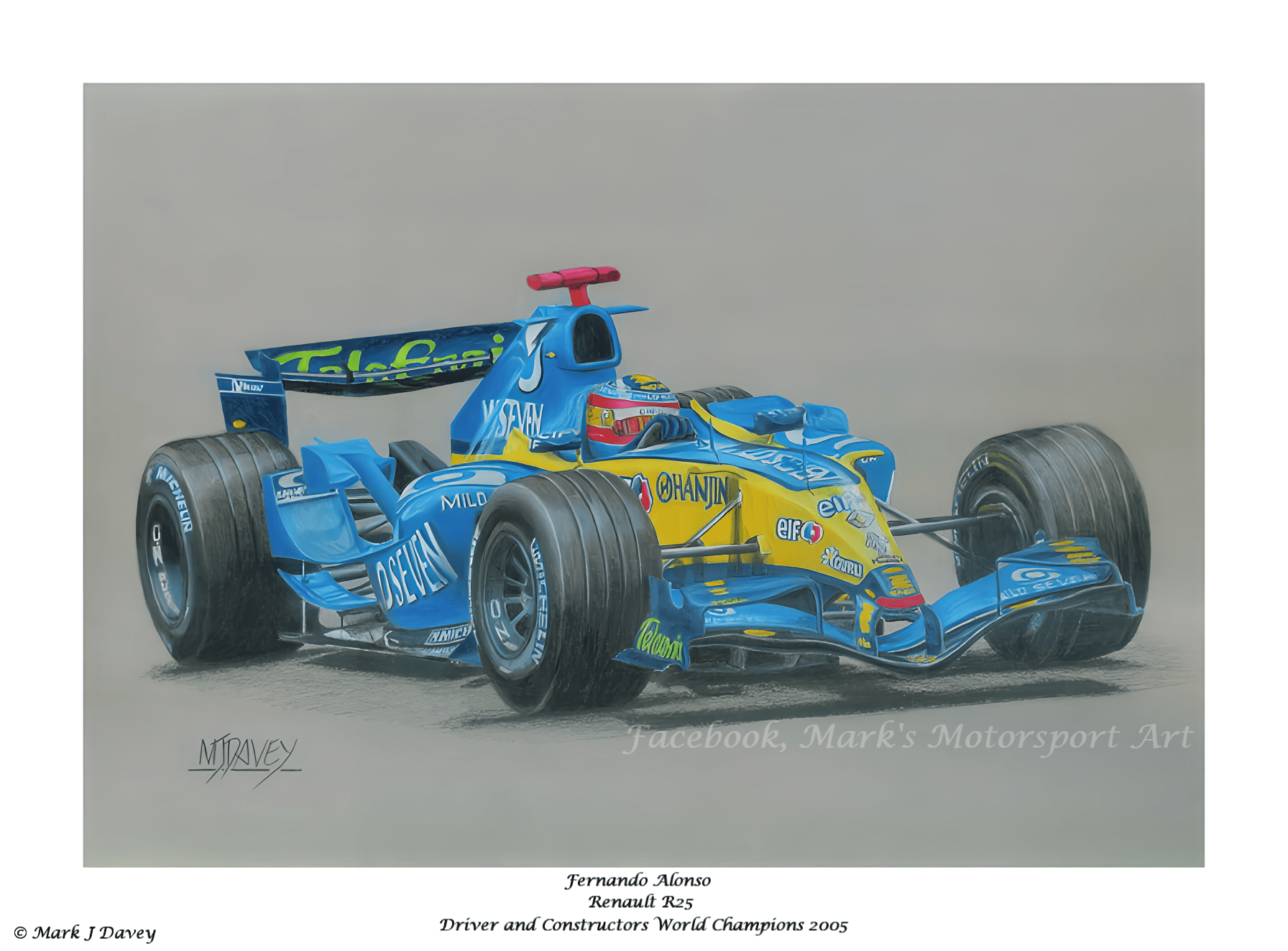 Fernando Alonso in the 2005 Renault R25 - Limited Edition Giclee Print - Vroom Classics