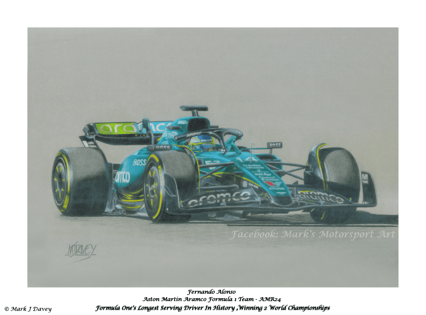 Fernando Alonso in the Aston Martin AMR24 - Limited Edition Giclee Print - Vroom Classics