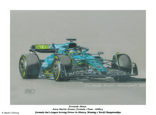 Fernando Alonso in the Aston Martin AMR24 - Limited Edition Giclee Print - Vroom Classics