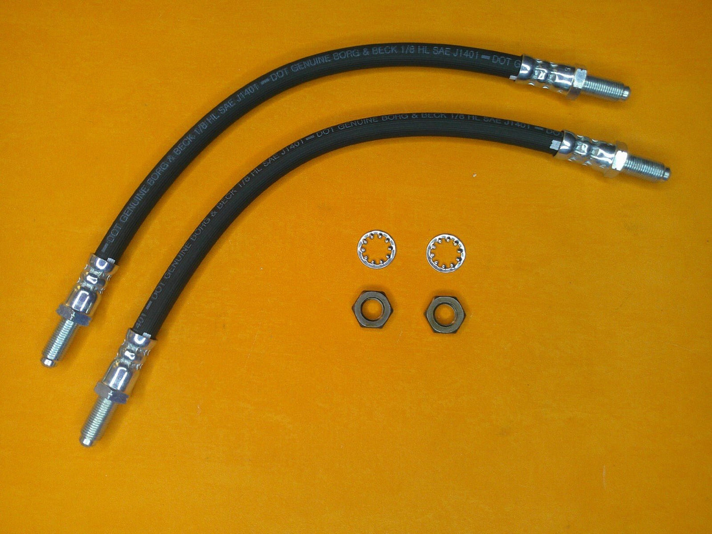 FORD CAPRI Mk2 Mk3 (1974 - 1987) FRONT BRAKE HOSES PAIR - Genuine Borg & Beck - Vroom Classics