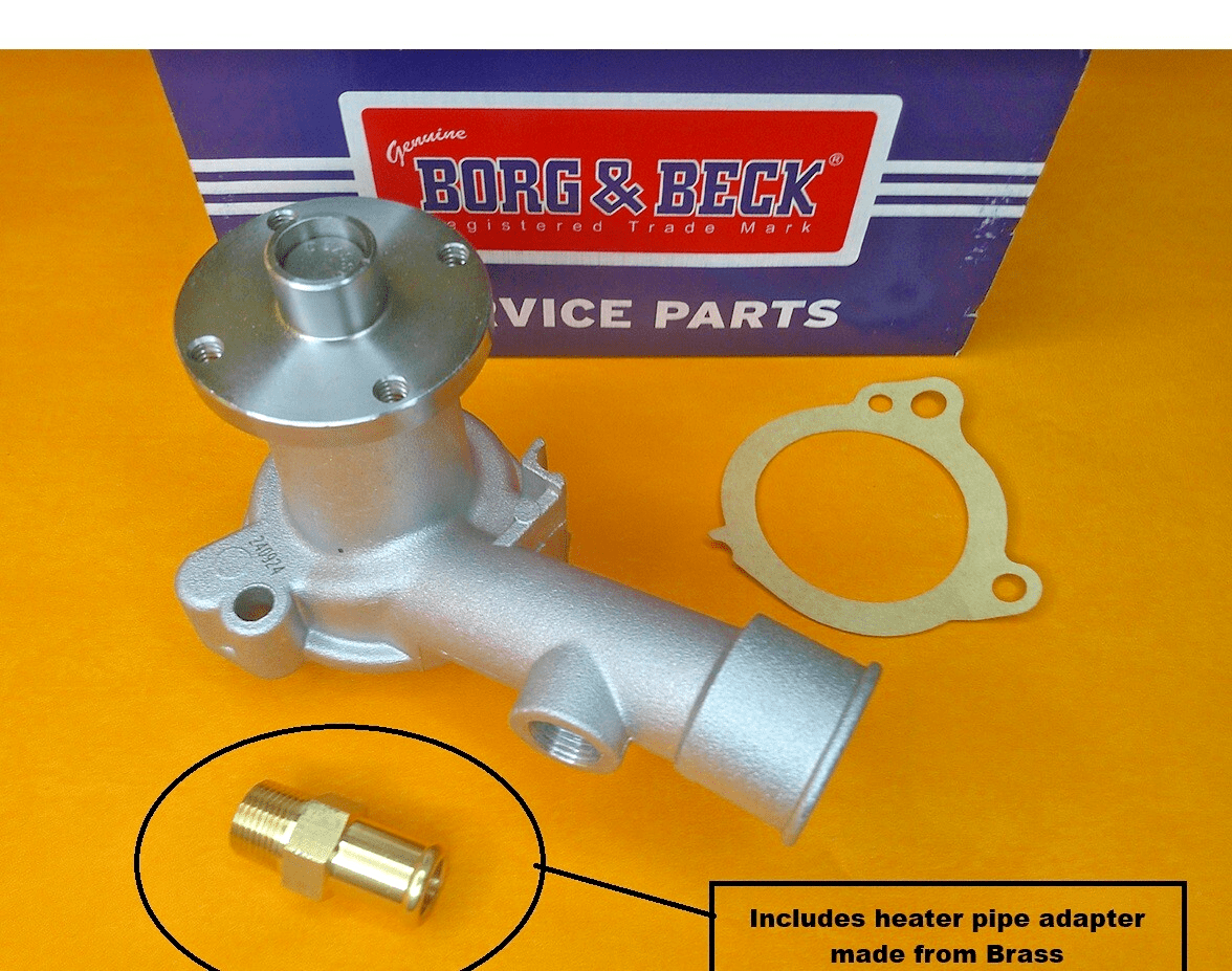 FORD CLASSIC CAPRI 109E 116E (1961 - 64) NEW WATER PUMP + PIPE FITTING - Vroom Classics