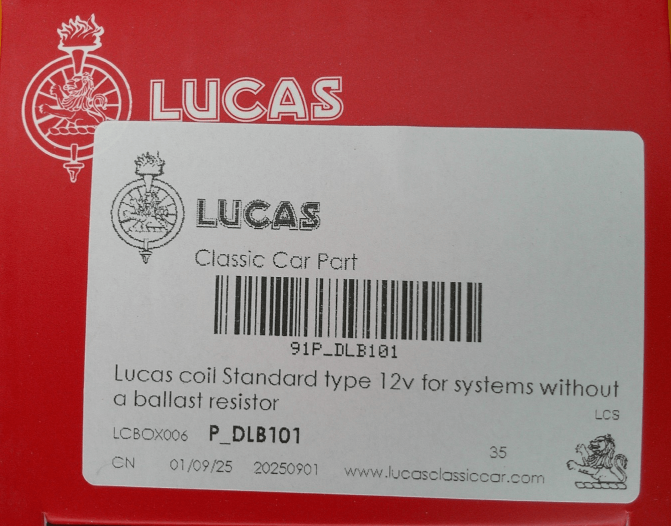 FORD CORTINA Mk1 (1962 - 1966) "PUSH IN LEAD" LUCAS IGNITION COIL - 8000 - Vroom Classics