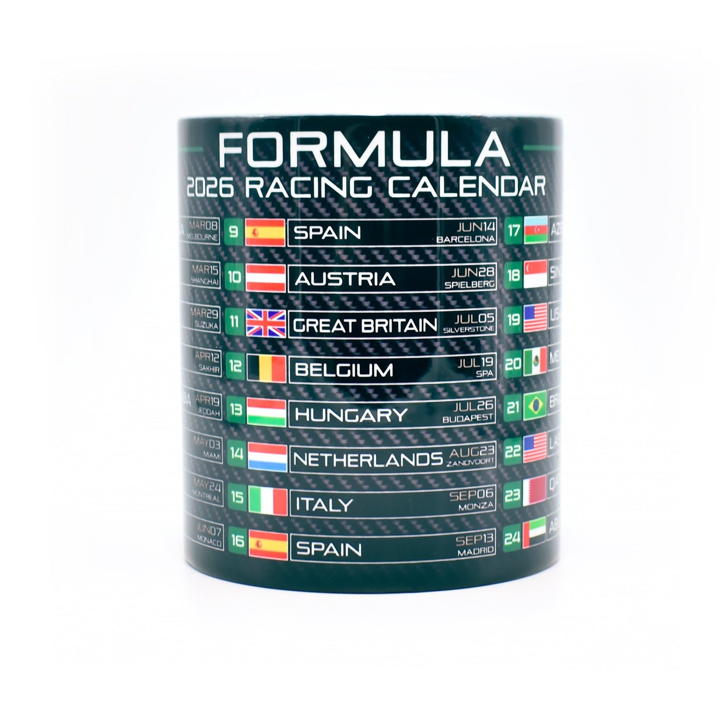 Formula 1 calendar Mug 2026 - Vroom Classics