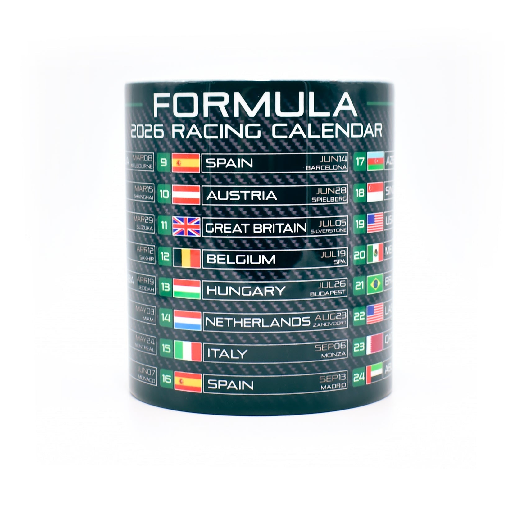 Formula 1 calendar Mug 2026 - Vroom Classics