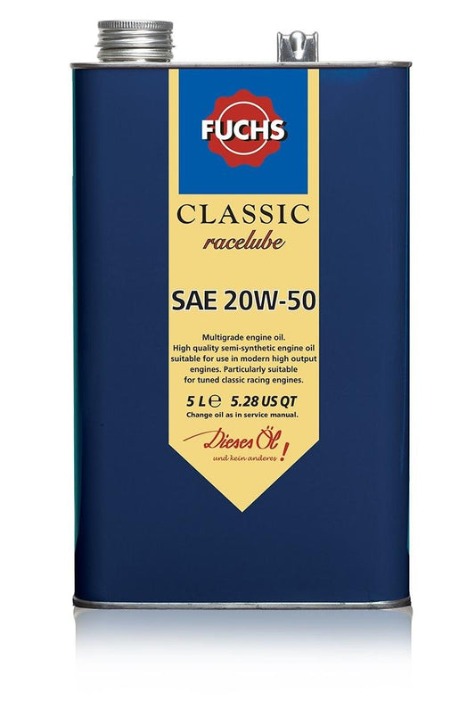 Fuchs Classic Racelube Engine Oil Lubricant SAE 20W - 50 5 Litre Vintage Tin - Vroom Classics
