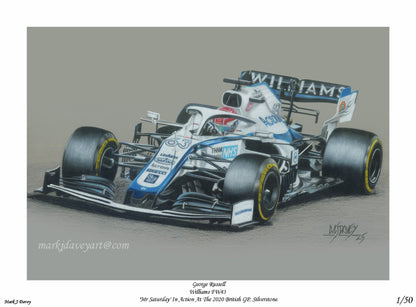 George Russel driving the Williams - Mercedes FW43 - Limited Edition Giclee Print - Vroom Classics