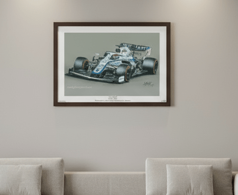 George Russel driving the Williams - Mercedes FW43 - Limited Edition Giclee Print - Vroom Classics