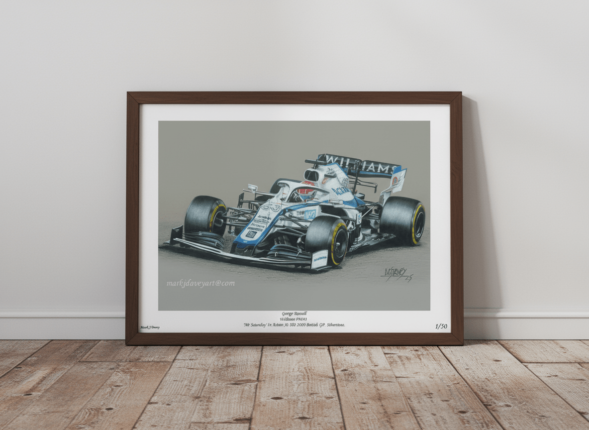 George Russel driving the Williams - Mercedes FW43 - Limited Edition Giclee Print - Vroom Classics