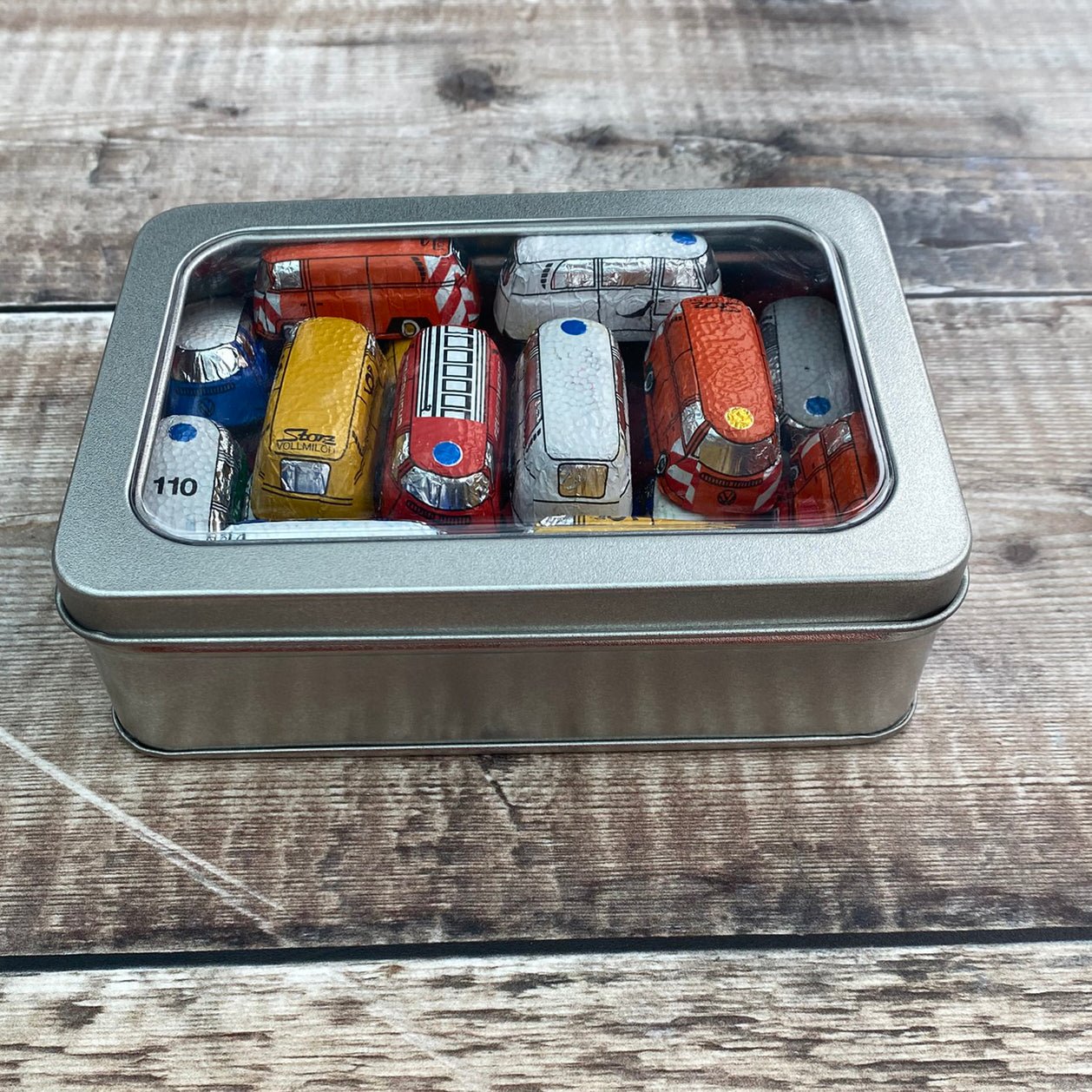 Gift Tin of Chocolate Campervan Buses - Vroom Classics